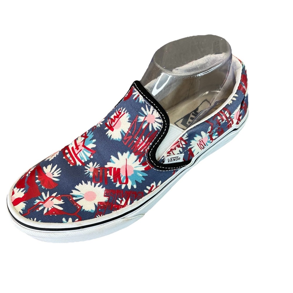 Vans Classic Slip On  Vans Crew Floral Red Canvas Shoes Size Mens 6 Women's 7.5